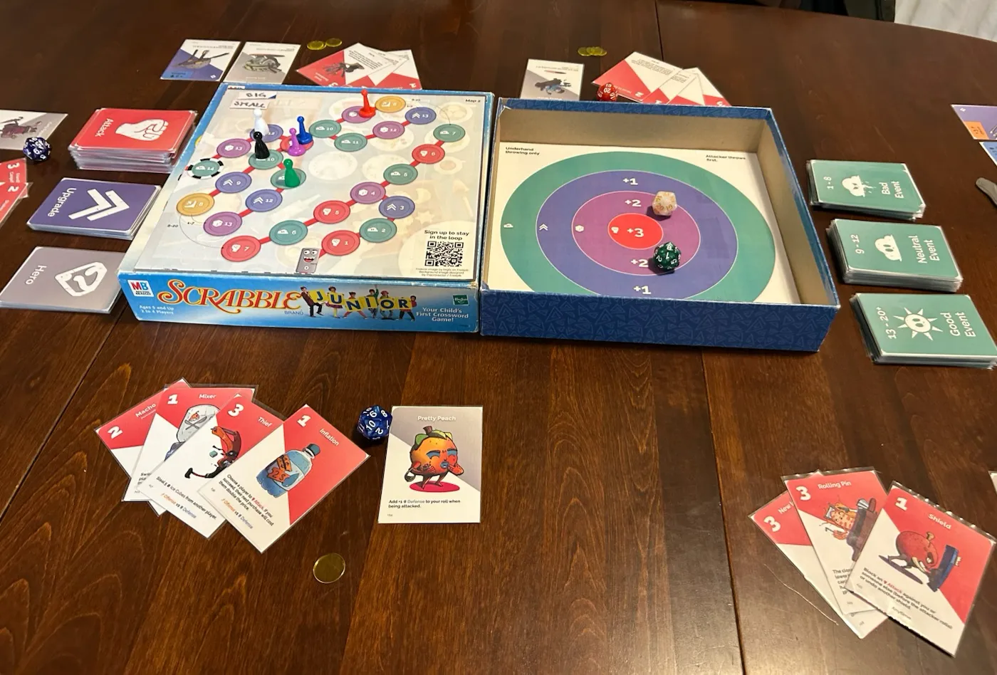 Kitchen Kingdom game board laid out on a table with player pieces in position